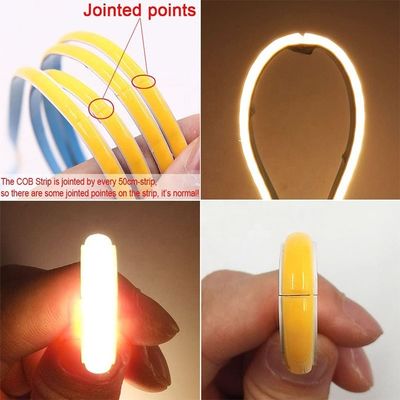 100lm/w DC 12V24V 8mm 320leds Azul Flexible COB Led Strip Light para el gabinete Dormitorio Iluminación de cocina Decoración