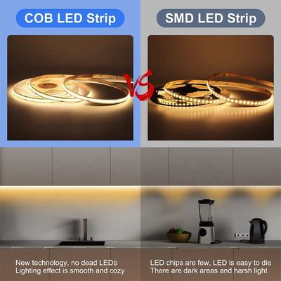 Luz de banda LED a prueba de agua IP20/IP65 8mm 12V24V 320Leds 2700K Un centímetro de corte 3-
