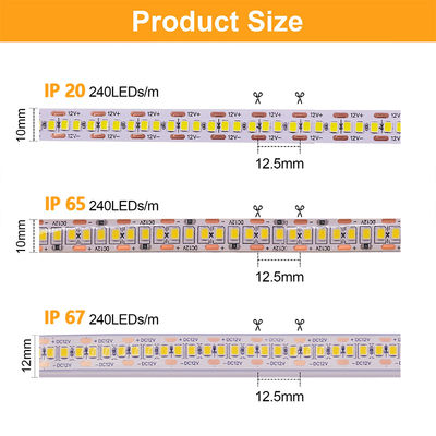 Las luces de banda LED a prueba de agua SMD2835 240leds 8mm 24v 12v 3000K 4000K 6500K IP67 IP65 IP20