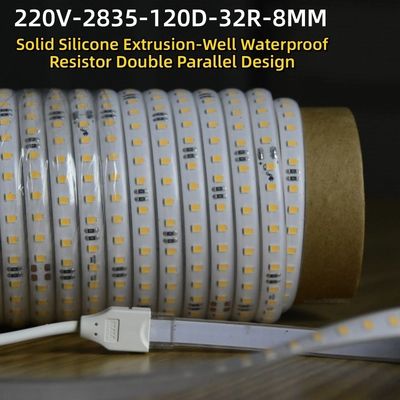 110v220v Impermeable 10mm 180leds 6500K Tabla de corte por inyección SMD2835 Luz de banda LED IP67