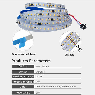 12v24v 8mm 120leds 4000K Electroplate natural SMD2835 luz de banda LED con oscurecedor