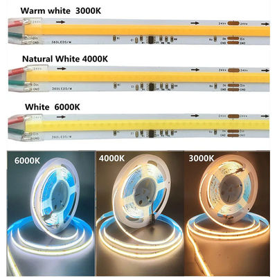 12v24v 8mm 360leds 4000K Blanco COB SMD2835 Luz de banda LED para aplicaciones versátiles