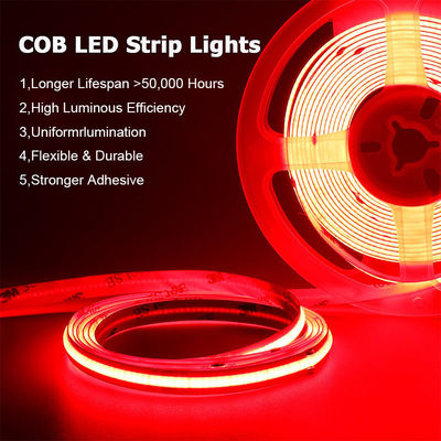 Hotel COB LED Strip Light 12V 24V 8mm 10mm 480 LEDs Rojo para decoración interior y exterior