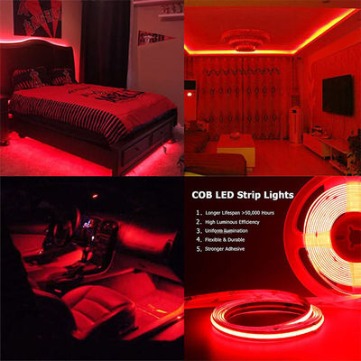Hotel COB LED Strip Light 12V 24V 8mm 10mm 480 LEDs Rojo para decoración interior y exterior