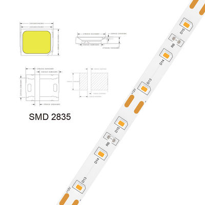 5V 8mm 320LEDs 4000K IP65 1cm Un corte de electroplata resistente al agua COB Flexible luz de banda LED