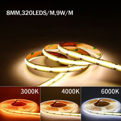 IP20 DC12V24V 8mm10mm Ancho 480Leds 3000K4000K6500K Flexible COB Led Strip Light para decoración exterior e interior