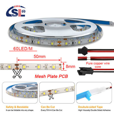 5V 8mm 320LEDs 3000K 4000K IP65 1cm Un corte de electroplata impermeable flexible COB luz de banda LED