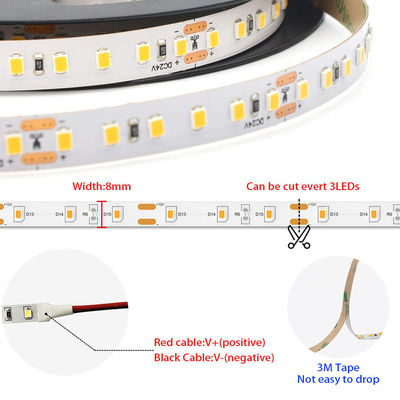12v24v 8mm 6500K Blanco 120leds Electroplate SMD2835 Luz de banda LED con CRI Ra 90