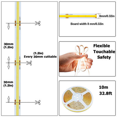 Hotel DC12V24V 8mm10mm 480Leds 3000K4000K6500K Alta luminosidad Flexible COB Led Strip Light para la cocina y el salón