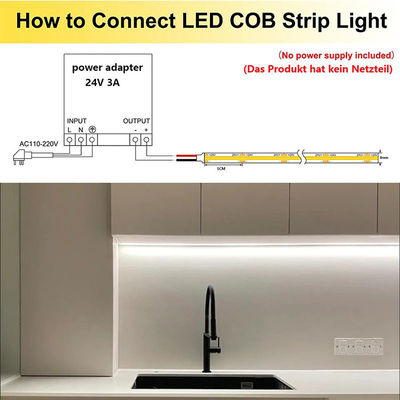 Luz de banda LED 8mm10mm 480leds 3000K4000K6500K Caliente Luz natural blanca flexible COB