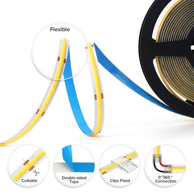 Alta luminosidad COB Led Strip Light IP20 Ra90 8mm/10mm 12V24V 320Leds 3000K4000K6500K para el salón