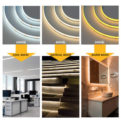Alta luminosidad COB Led Strip Light IP20 Ra90 8mm/10mm 12V24V 320Leds 3000K4000K6500K para el salón
