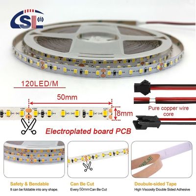 Luz LED para viviendas DC12V 24V SMD2835 PCB de electroplata 120Ds 8mm Ra 80 6500K en funcionamiento