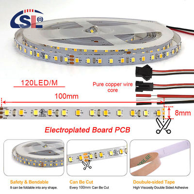 Electroplate PCB 120Ds 8mm Ra 80 3000K-6500K Corriente LED de la luz de la franja para el uso residencial