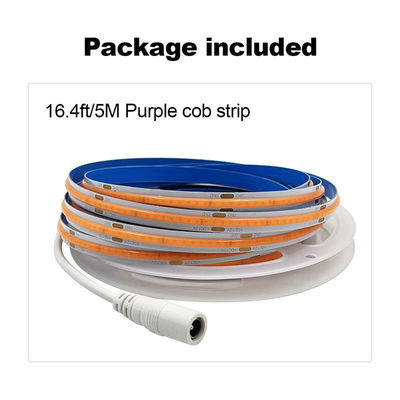3000K Ra90 Alta densidad Flexible COB luz LED de banda 12V24V 320leds 8mm ancho púrpura