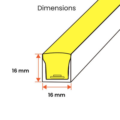 4100K 48V 16x16mm Forma plana Curva vertical IP65 LED a prueba de agua Neón Flex 3000K