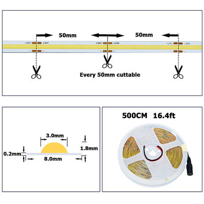 8mm10mm de ancho DC12V24V 3000K4000K6500K flexible COB Led Strip luz con material