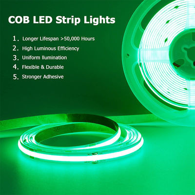 DC12V24V 480LEDs Ra90 8mm10mm ancho verde flexible COB luz LED de banda para la iluminación