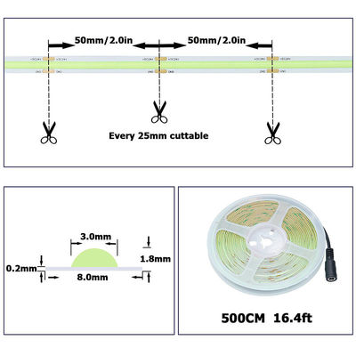 DC12V24V 480LEDs Ra90 8mm10mm ancho verde flexible COB luz LED de banda para la iluminación