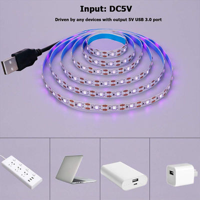 Luz de banda LED 5V 8mm 120LEDs púrpura Electroplata de corte único para sus necesidades