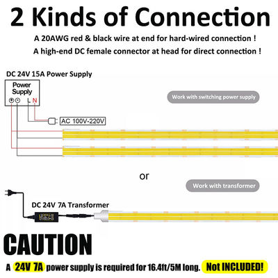 Alta densidad 8mm10mm 320leds 6500K Blanco COB Led Strip Light para decoración de interiores