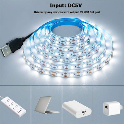 120LEDs/m 5V 8mm 6500K Blanco de un corte de electroplata flexible SMD2835 luz de banda LED