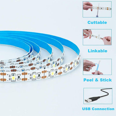 3- 120° Ángulo del haz 5v 120leds 8mm 4000K Natural Una luz una corta SMD2835 Luz de banda LED