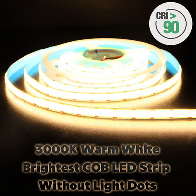 2- DC12V24V 8mm 320Leds 3000K cálido COB Led Strip Light para el gabinete de la decoración de la cocina de la iluminación del dormitorio