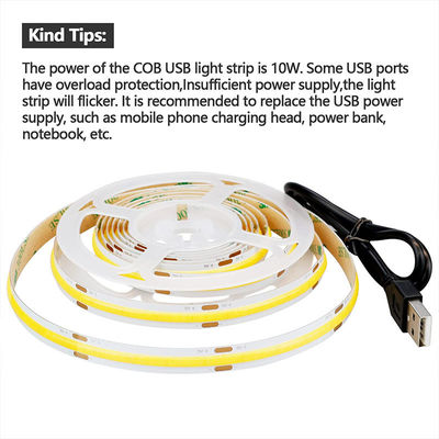Hotel 5V 8mm 320leds 4000K Natural 1cm de un solo corte IP65 impermeable Electroplate flexible COB luz de banda LED