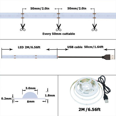 320leds 8mm azul flexible COB luz de banda LED para decoración interior y exterior -20 60C