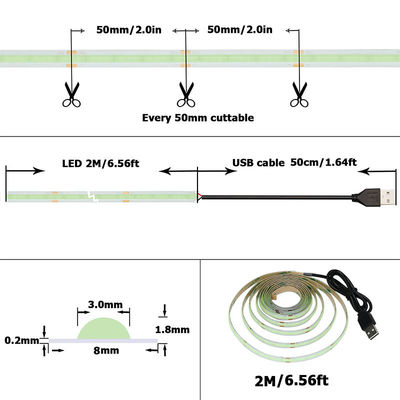 12v24v 8mm 320leds Ice-Blue flexible COB Led Strip Light para el diseño de iluminación y circuitos