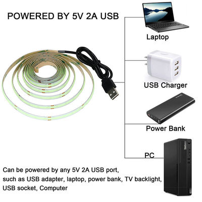 12v24v 8mm 320leds Ice-Blue flexible COB Led Strip Light para el diseño de iluminación y circuitos