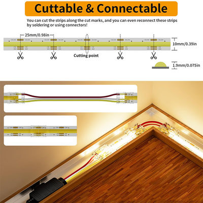 Decoración de interiores 8mm10mm 320leds 3000K4000K6500K Caliente Blanco natural flexible COB Luz de banda LED