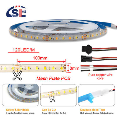 Impresora de agua 8mm ancha 12V Smd 60Led 120Led 3000k 4000k 6500k 15000k IP65 IP67 Luz de banda LED para exteriores