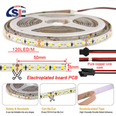 3- impermeable pegamento de PU completo colorido 120LEDS IP65 SMD2835 LED tira 12/24V 8mm PCB
