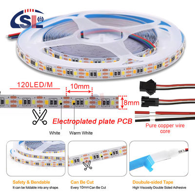 Temperatura de color ajustable Luz de banda LED 120 LED/m Dual color 8MM No resistente al agua
