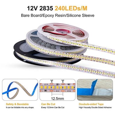 IP67 a prueba de agua 12V 24V LED Blanco Blanco caliente 2835 120LEDs/m para decoración de jardín al aire libre