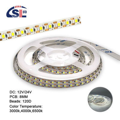 2200 lm Alto brillo 2835 120led/m LED de 8 mm de ancho 12V 24V de corte único de la luz de la franja