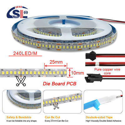 Luz de banda LED de electroplata SMD 2835 240leds/m 10MM 3000K 4500K 6000K 10000K 15W 20W DC12V/24V