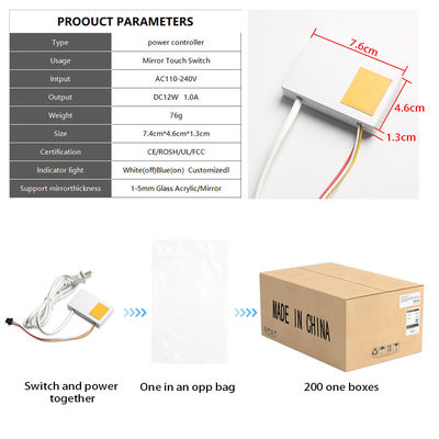 12V 1A 12W Espejos inteligentes de baño con sensor táctil de un solo color con fácil instalación