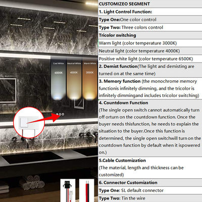 AC220V 1A 12W Smart Mirror Touch Sensor Dimmer Controller Interruptor para baño Salón de hotel