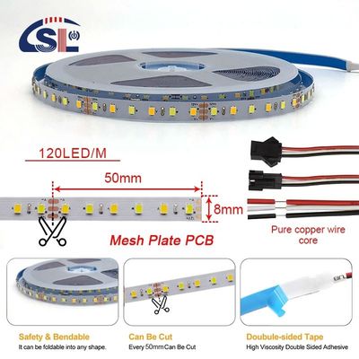 120LEDs CCT Led Strip Light 2700k-6500k 5/10M/Roll 12/24V DC Voltado de entrada DC 24V