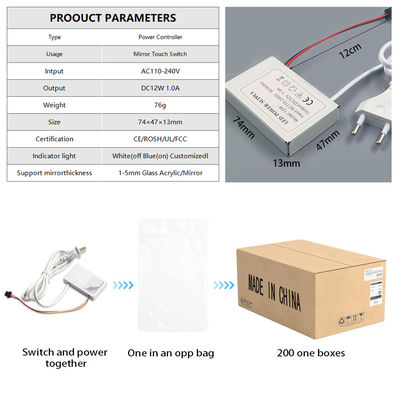 60W 12V Desfocador con una llave un color Seleccionado LED Dispersor de espejo sensor táctil