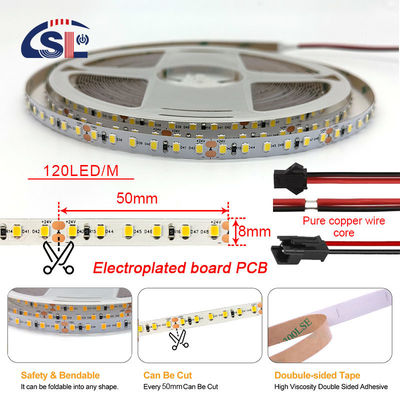 IP20 2835 SMD Luz de banda LED de un solo color 120 Led 12V 24V 8W Bajo voltaje 3M para espejo