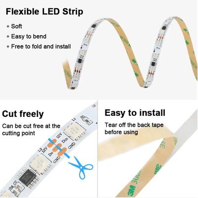 12V WS2811 60Leds Mágico Digital Multicolor 5050 Direccionable RGB LED Strip Pixel Caliente Blanco IP20 Controlador de Decoración