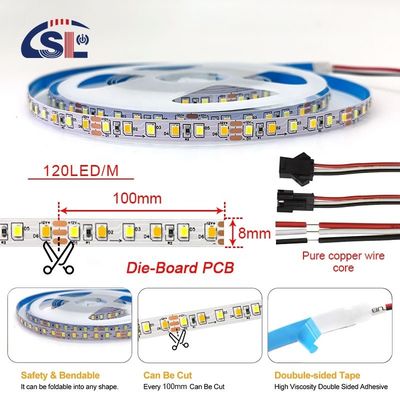 4000K CCT 8mm de anchura LED Flexible Light 12V 120leds / m para la solución de iluminación del hogar