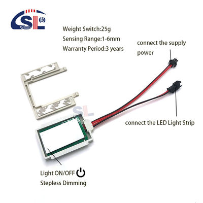 Interruptor de sensor táctil de encendido/apagado de oscurecimiento de un solo/tres colores para iluminación LED de espejos de baño