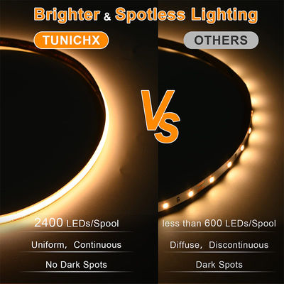Electroplate COB 24v COB 576Ds 8mm LED Light Strip para crear una atmósfera relajante