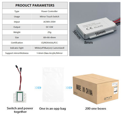 110V 240VAC LED Controller de luz de banda táctil botón de interruptor de pared para espejo inteligente