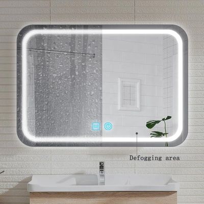 Lentes de PET Material Sensor táctil de baño Interruptor de vanidad Dispersor de niebla LED Espejo inteligente